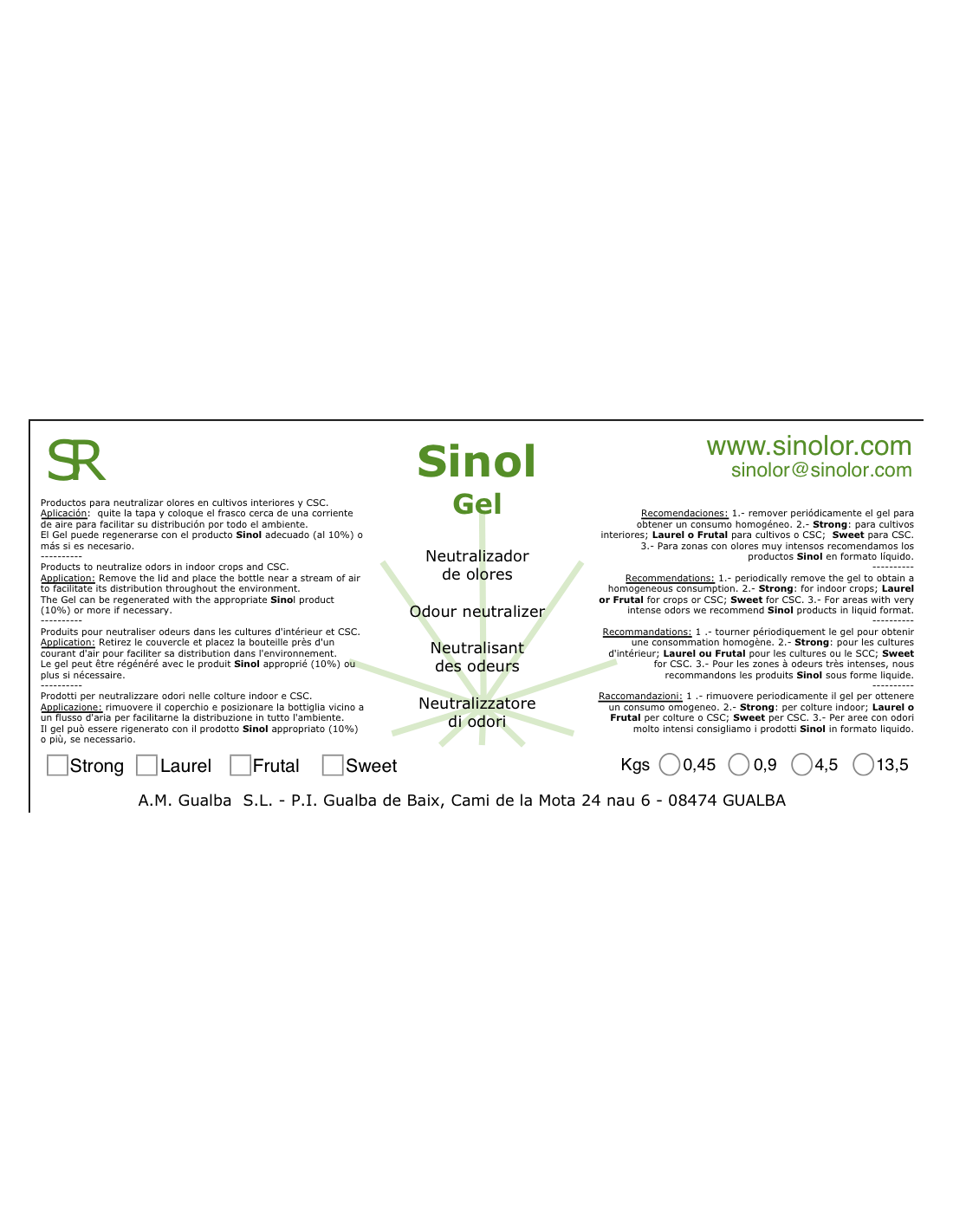 Sinol Gel Frutal 13,5 kgs -... Sinol Gel Frutal 13,5 kgs -...